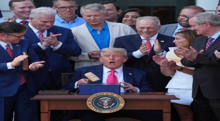 Trump tax bill signing ceremony amid controversy over welfare cuts and debt surge